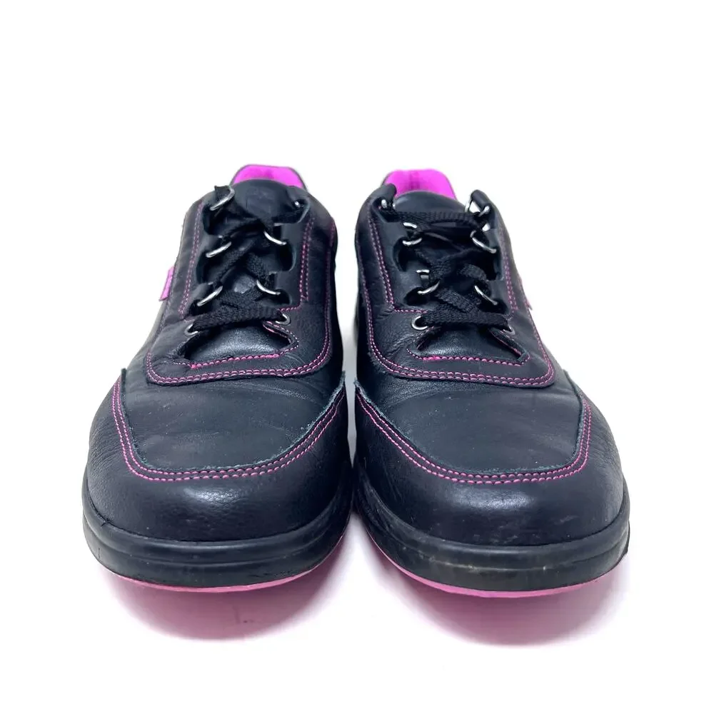 SAS Sporty Lux Sneaker Womens 11 N Black Leather Pink Trim Lace Up Comfort - Picture 2 of 9